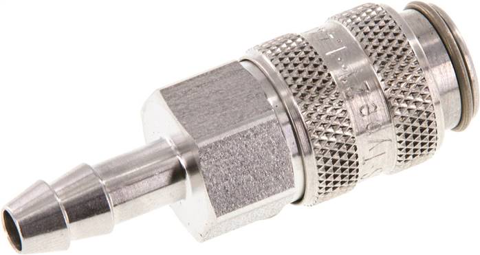 Schnellkupplung (NW5) 6 (1/4")mm Schlauch, 1.4404, für Stecker beidseitig absperrend