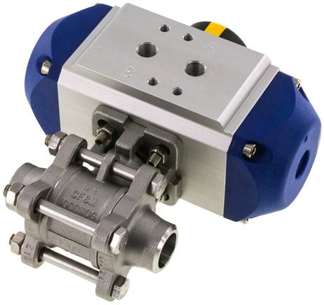 Pneumat. Edelstahl-Kugelhahn, 21,3mm, Feder-schließend