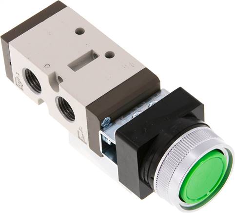 5/2-Wege Ventil G 1/4" (Abluft G 1/8"), Drucktaster grün