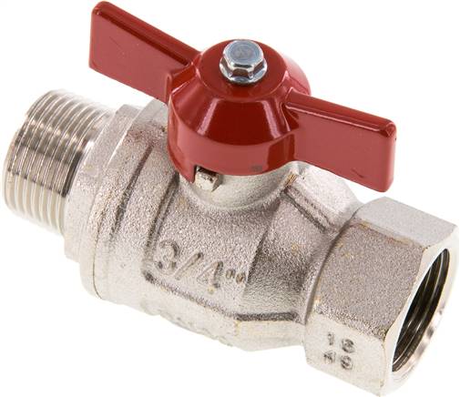 Messing-Kugelhahn, R 3/4" / Rp 3/4", -0,9 bis 40bar, Knebelgriff