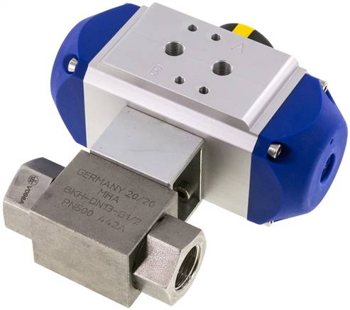 Pneumat. Hochdruck-Kugelhahn, Edelstahl, doppeltwirkend, G 1/2"