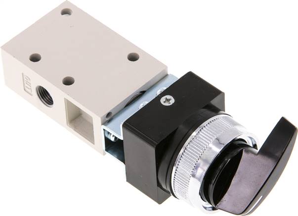 3/2-Wege Ventil G 1/8", Drehschalter schwarz