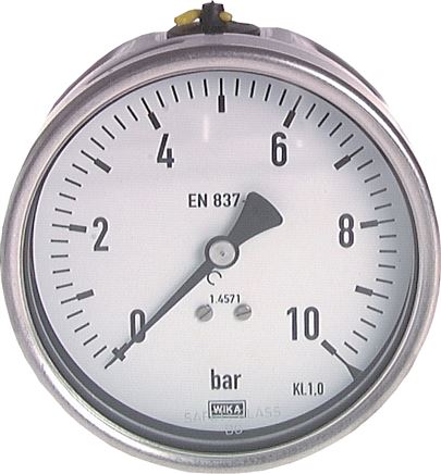 Chemie-Manometer waagerecht, 100mm, 0 - 25 bar