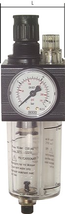 Kombi-Wartungseinheit, G 3/8", 0,5 - 10 bar, Kombi 1, Ablass automatisch, PE 4-16 bar