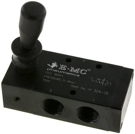 3/2-Wege Handhebelventil, Raste, G 1/2"