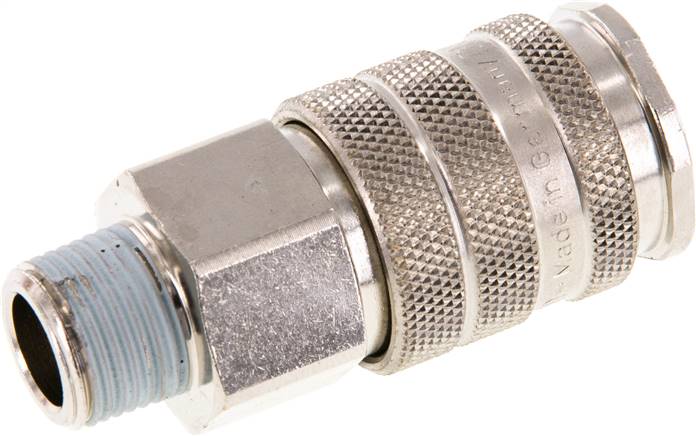 Schnellkupplung (NW10) R 3/8"(AG), Messing vernickelt, für Stecker beidseitig absperrend