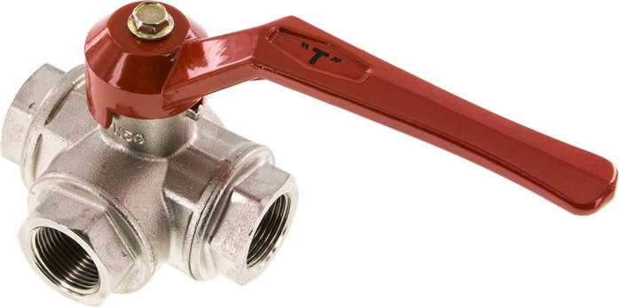 3-Wege Kugelhahn, Messing, T-Bohrung, G 3/4", -0,9 bis 50bar