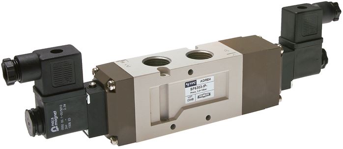 5/3-Wege Magnetventil, G 1/2", Mittelstellung belüftet, 24 V=