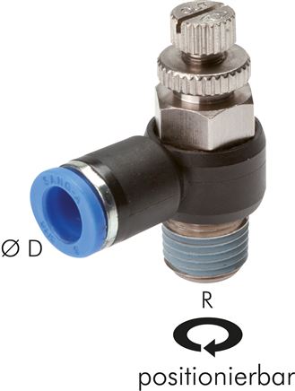 Winkel-Drosselrückschlagventil R 1/2"-12mm,abluftregelnd (Standard)