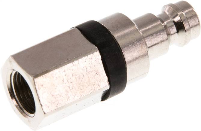 Kupplungsstecker (NW5) G 1/8"(IG), Messing vernickelt, schwarz