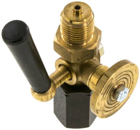 Manometer-Absperrhahn G 1/2" Spannmuffe - Zapfen, Messing, Prüfanschluss rund