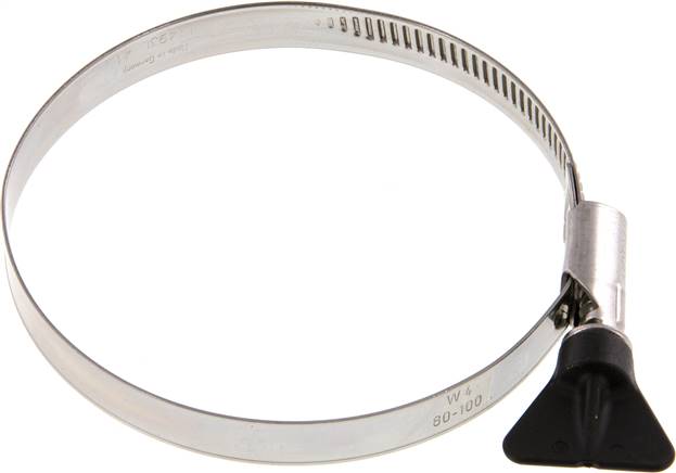 12mm Schlauchschelle 80 - 100mm, 1.4301 (W4) (NORMA) mit Flügelgriff