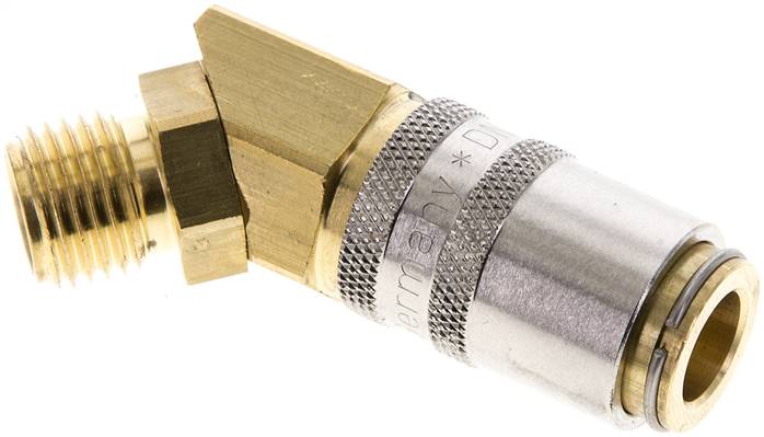 45°-Temperier-Schnellkupplung 9mm Zapfen,G 1/4"(AG), Messing, 	ohne Ventil