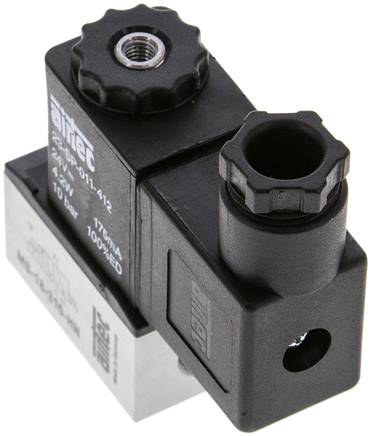 3/2-Wege Magnetventil, G 1/8", 24 V=, Federrückstellung (NC) 24V=, mit Hand-Notbetätigung