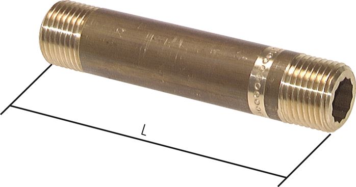 Rohrdoppelnippel G 1"-180mm, Messing
