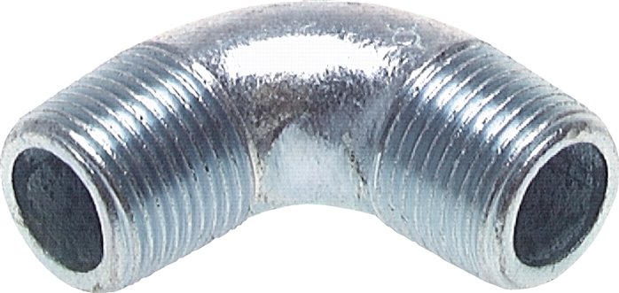 90°-Winkel R 3/8" (AG), Temperguss verzinkt