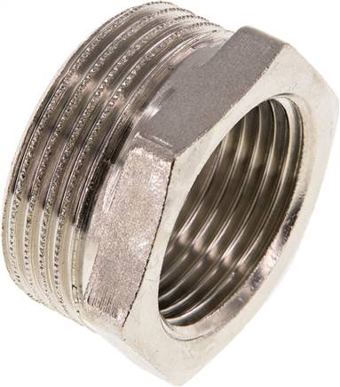 Reduziernippel G 1-1/4"(AG)-G 1"(IG), Messing vernickelt