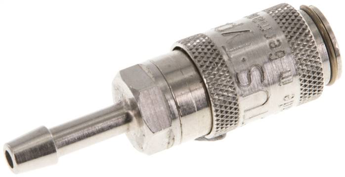 Schnellkupplung (NW2,7) 3mm Schlauch, Messing vernickelt, für Stecker beidseitig absperrend