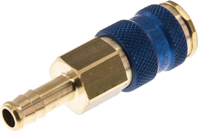 Schnellkupplung (NW7,2) 9 (3/8")mm Schlauch, blau, Sechseck SW12