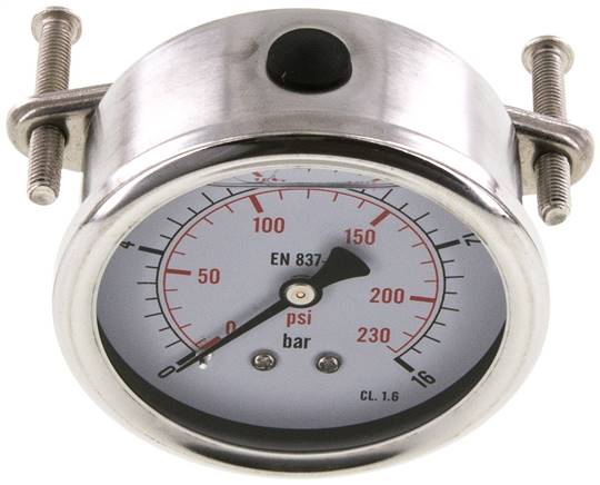Glycerin-Einbaumanometer, 3kt-Frontring, 63mm, 0 - 16 bar -Eco-Line