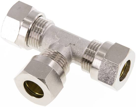 T-Schneidringverschraubung 12 L (M18x1,5), Messing vernickelt