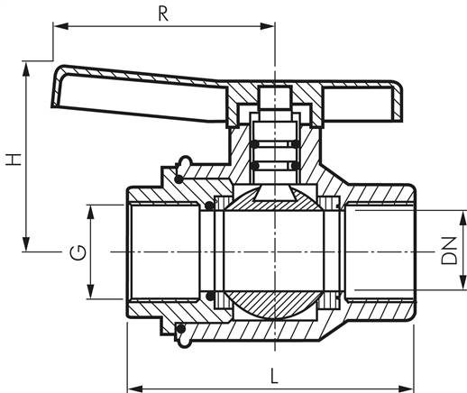 Kugelhahn (Polypropylen), G 1/2", PN 10, KH 12 PP