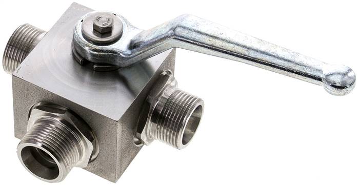 ES-Hochdruck-3-Wege Kugelhahn, L-Bohrung, 16 S (M24x1,5), 0 bis 400bar