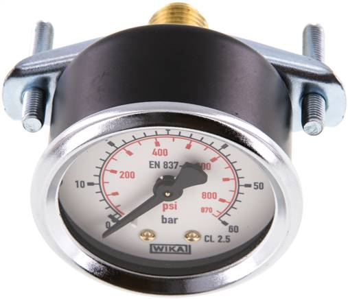 Einbaumanometer, 3-kant-Frontring, 50mm, 0 - 60 bar