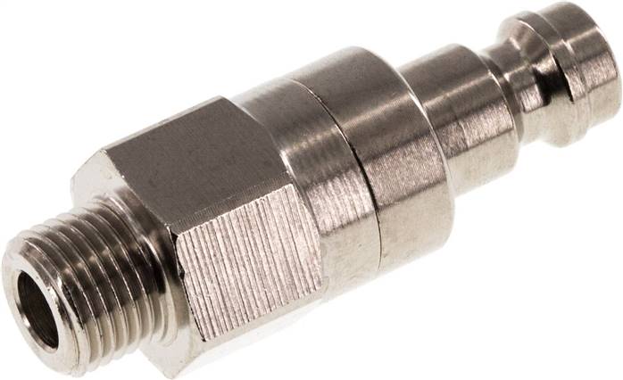 Kupplungsstecker (NW5) G 1/8"(AG), Messing vernickelt, beidseitig absperrend