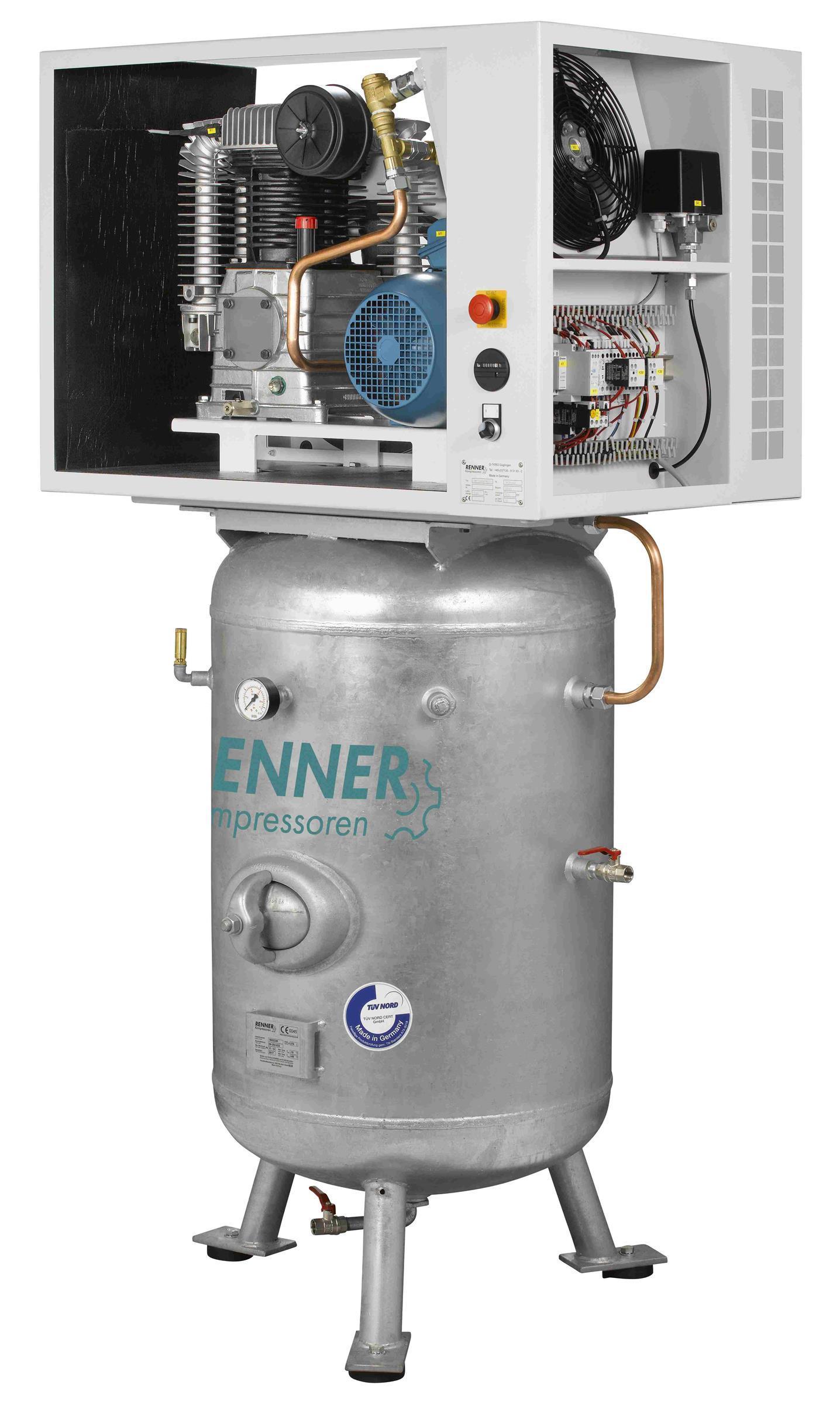 RENNER RIKO H 960/270 ST-S Industrie-Kolbenkompressor 15 bar - Behälter, Schalldämmhaube