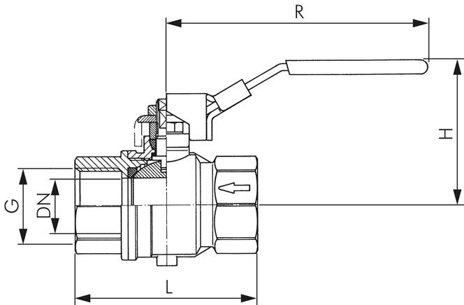 Messing-Kugelhahn mit Entlüftungsbohrung G 3/4", PN 14
