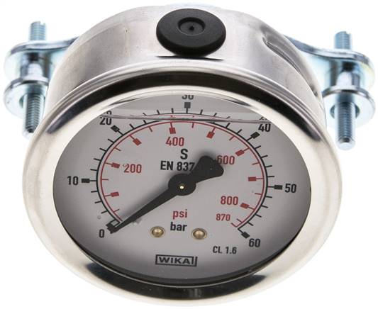 Glycerin-Einbaumanometer, 3kt-Frontring, 63mm, 0 - 60 bar