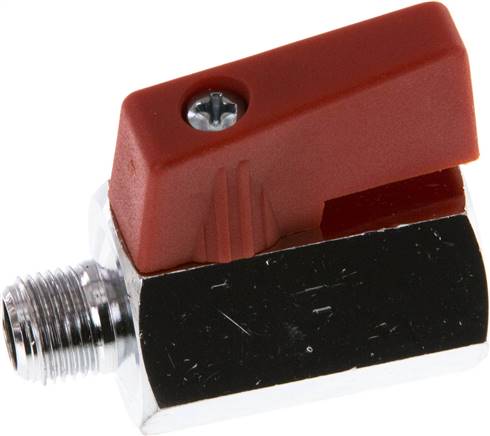 Messing-Minikugelhahn G 1/8" Innengewinde / Außengewinde, PN 15, Knebelgriff