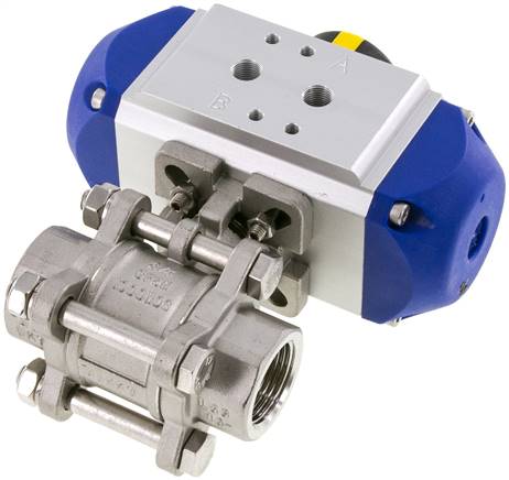 Pneumat. Edelstahl-Kugelhahn, G 3/4", Feder-schließend