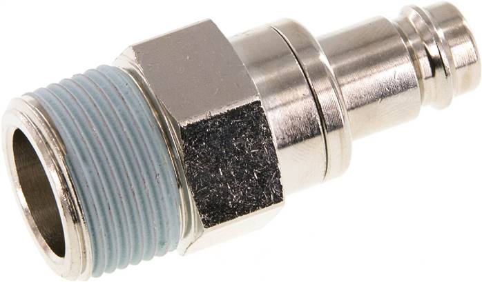 Kupplungsstecker (NW10) R 3/4"(AG), Messing vernickelt, beidseitig absperrend