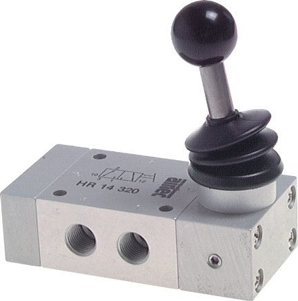 3/2-Wege Handhebelventil, Raste, G 1/2", Handhebel: Edelstahl