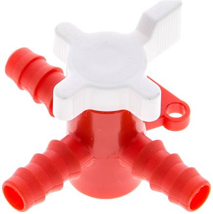 3-Wege Labor-Schlauchhahn (PE/PP), 9 (3/8") mm, T-Bohrung