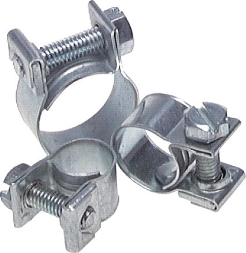 9mm Mini-Schlauchschelle, 14 - 16mm, Stahl verzinkt (W1)