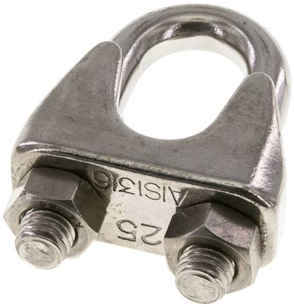 Drahtseilklemme f. 25,0mm Seil, M 14, B=41, 1.4436
