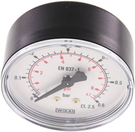 Manometer waagerecht (KU/Ms), 63mm, 0 - 0,6 bar, G 1/4"