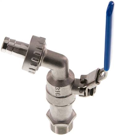 Edelstahl-Kugelauslaufhahn G 1/2"-13 (1/2")mm, PN 16