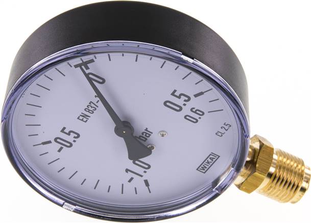 Manometer senkrecht, 100mm, -1 bis 0,6 bar