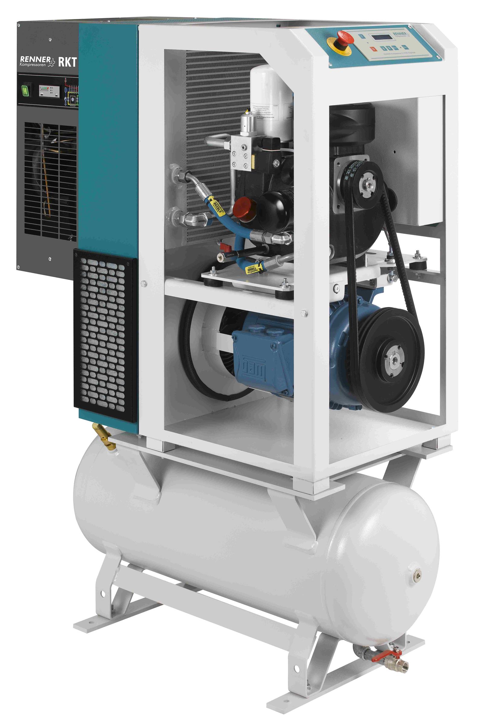 RENNER-Kompressor RSDKF-PRO 5,5 90L Behälter inkl. Kältetrockner - frequenzgeregelte Schraube