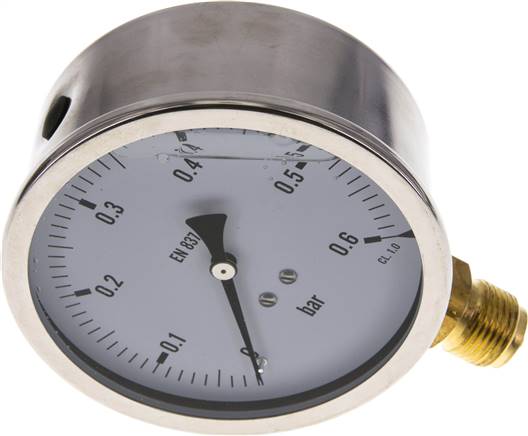 Glycerin-Manometer senkrecht (CrNi/Ms),100mm, 0 - 0,6 bar -Eco-Line