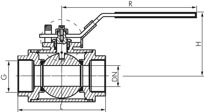 3-Wege Kugelhahn, Edelstahl, T-Bohrung, G 1-1/2", 0 bis 63bar