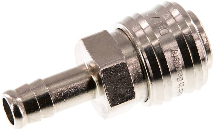 Schnellkupplung (NW7,2) 10mm Schlauch, Messing vernickelt, für Stecker beidseitig absperrend