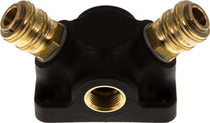 Wanddose mit G 1/2" (IG) und 2 Standard-Schnellkupplungen NW7,2