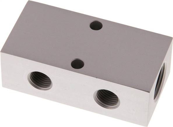 Verteilerleiste 2 x G 1/2"-4 x G 1/4", Aluminium eloxiert, doppelseitig