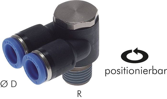 Y-Winkel-Steckanschluss R 1/4"x8mm, IQS-Standard, mit Außensechskant