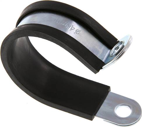 Gummiprofilierte Rohrschelle 40mm, DIN 3016-1